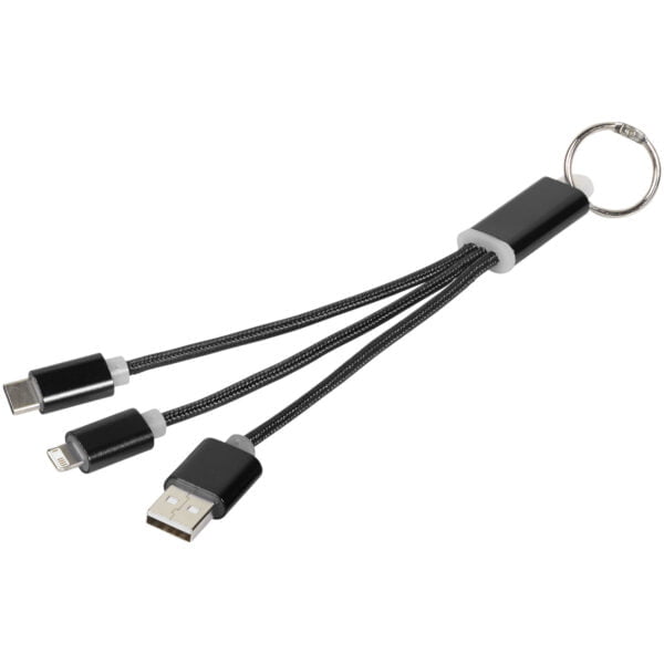 Metal 3 In 1 Charging Cable With Keychain