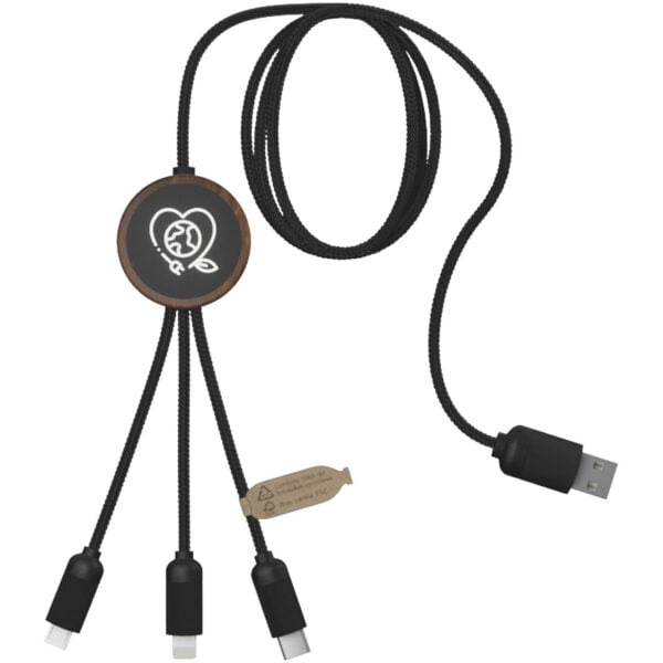 SCX.design C36 3 In 1 Rpet Light Up Logo Extended Charging Cable With Round Bamboo Casing